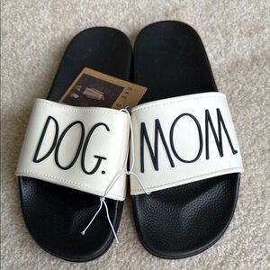 Dog Mom Slide Sandals - Black and White
